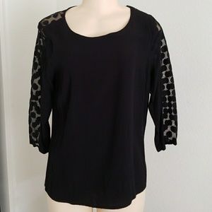 Sz L F21 3/4 sleeve polka blouse